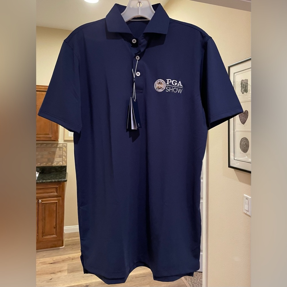 NWT Holderness & Bourne Men’s PGA Navy Blue Short-Sleeve Polo Shirt Size Small